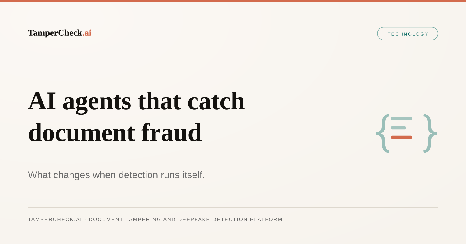 How AI Agents Detect Forged Documents: The Forensic Signals Behind Fast Fraud Verdicts — TamperCheck.ai blog cover