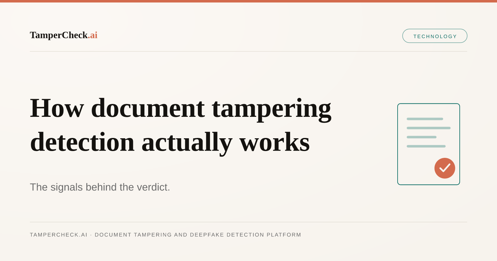 Document Tampering Detection: How It Works in 2026 — TamperCheck.ai blog cover