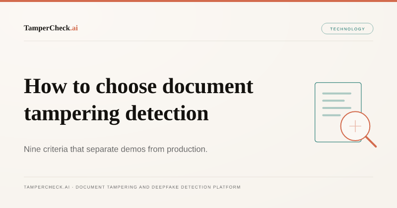 Document Tampering Detection Software: How to Choose One in 2026. TamperCheck.ai blog cover