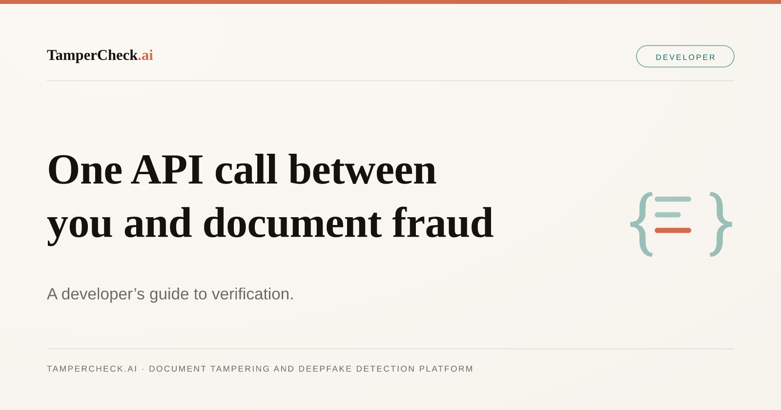 Document Verification API: A Developer's Guide to Integrating AI Document Checks — TamperCheck.ai blog cover