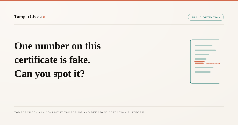 One Number on This Degree Certificate Is Fake. Can You Spot It?. TamperCheck.ai blog cover