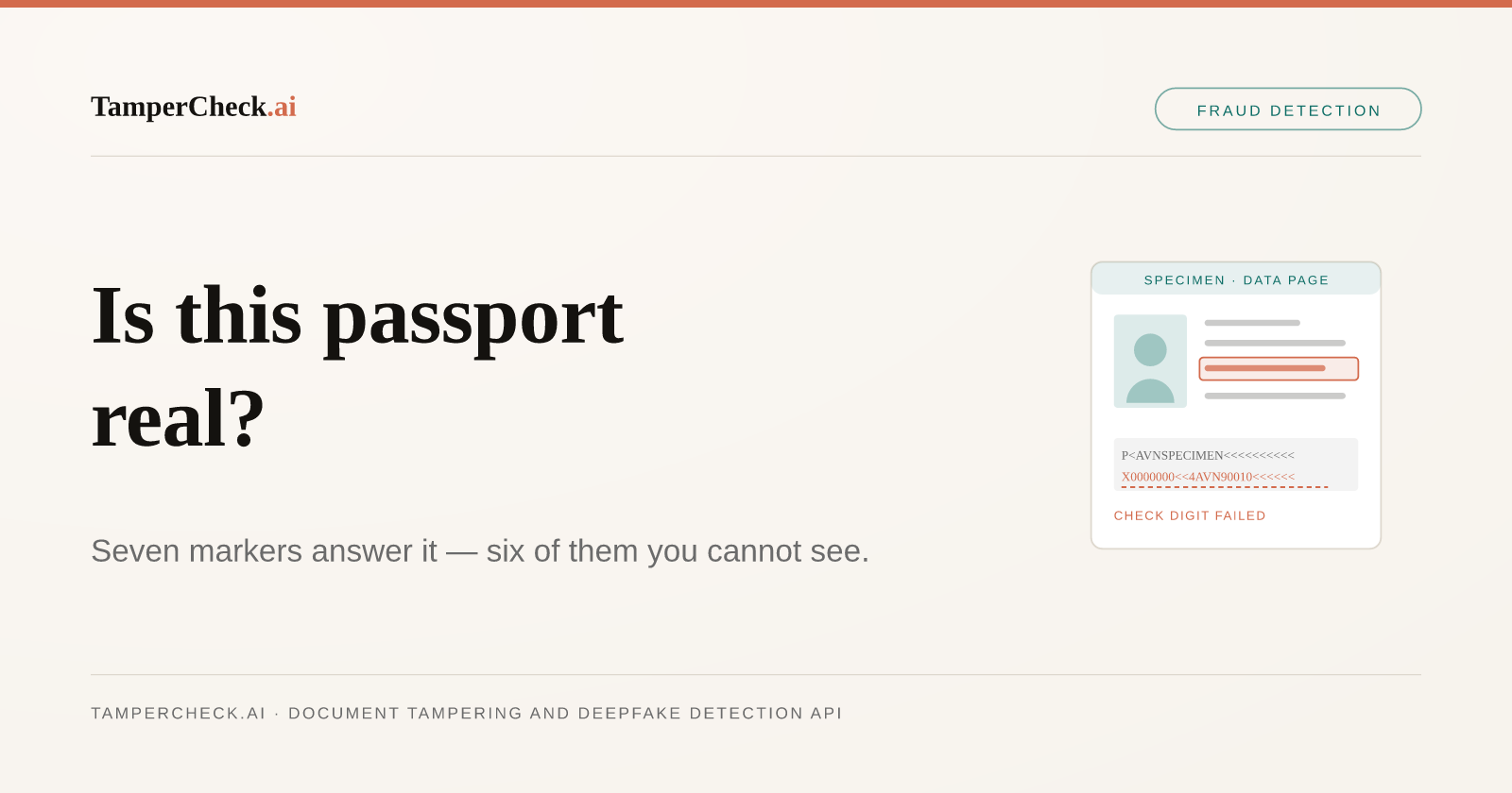 Is This Passport Real? Walking Through the AI Markers in a Tampered ID — TamperCheck.ai blog cover