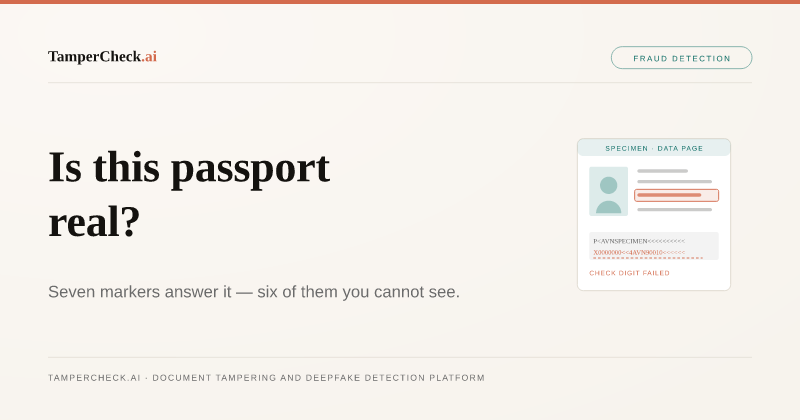 Is This Passport Real? Walking Through the AI Markers in a Tampered ID. TamperCheck.ai blog cover