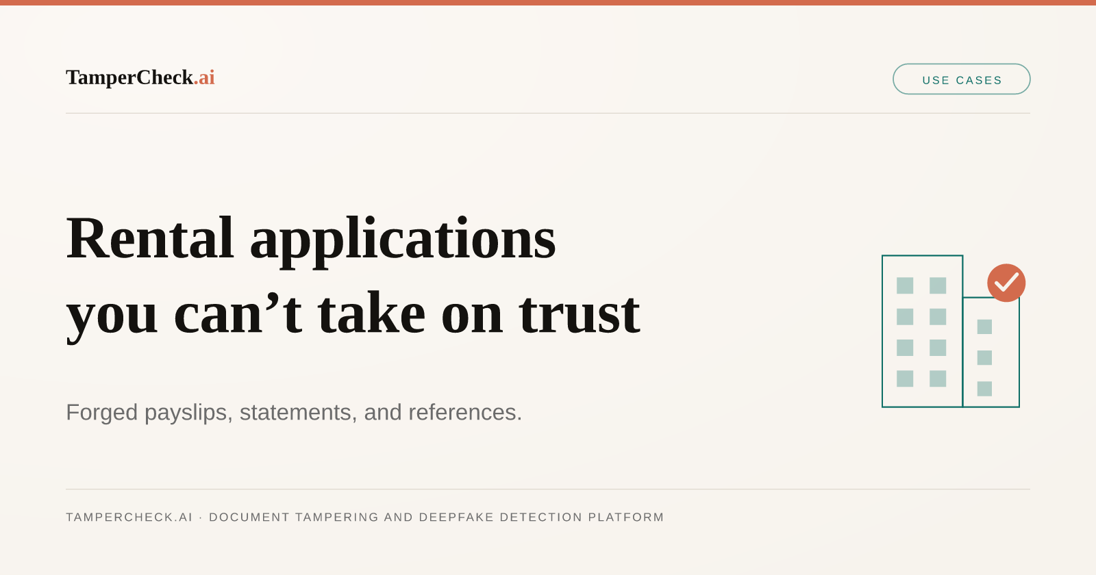 Rental Application Document Fraud: How Property Managers Can Stop It at Submission — TamperCheck.ai blog cover
