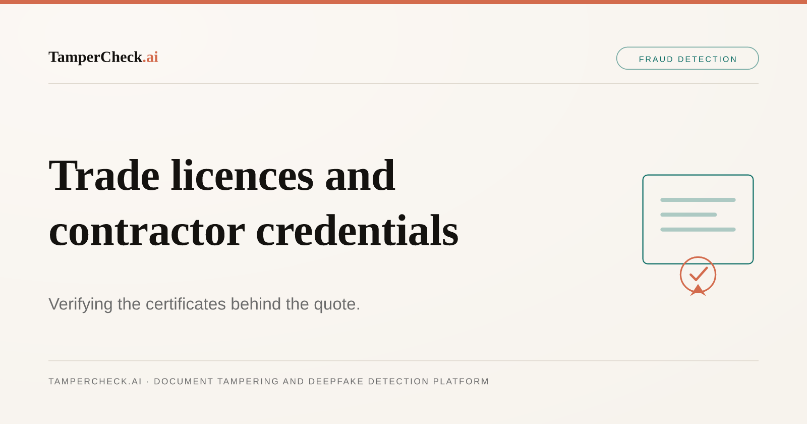 Trade Licence and Contractor Credential Fraud: The Compliance Risk Hidden in Construction Onboarding — TamperCheck.ai blog cover